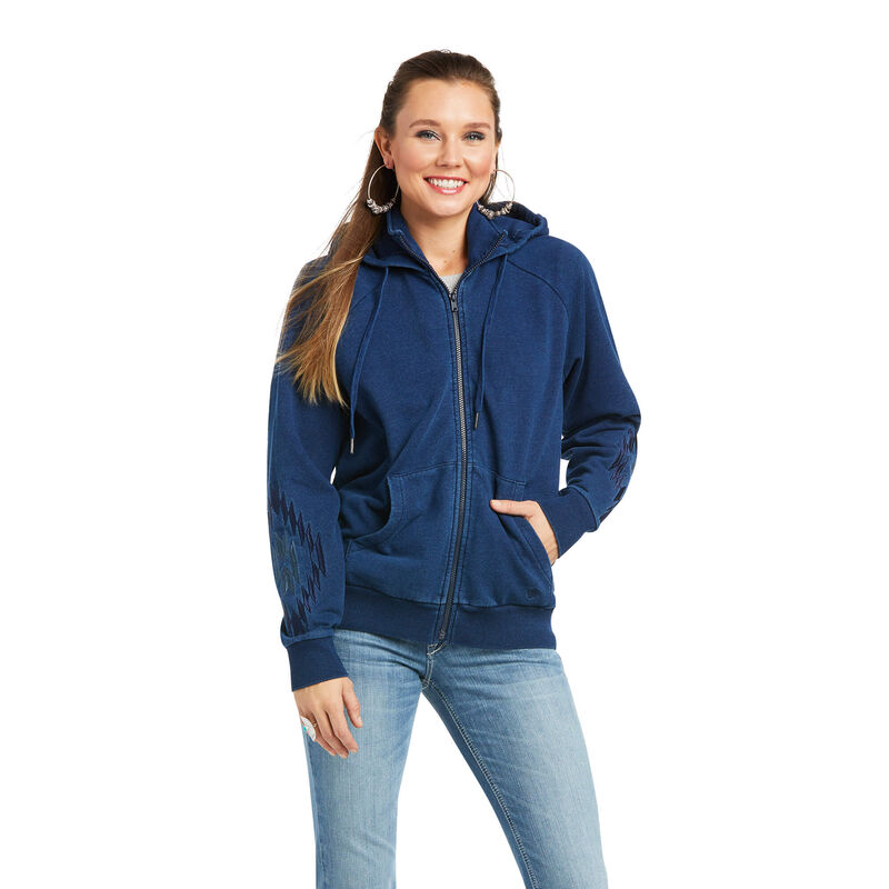 Ariat Sweatshirt Damen - Knit Denim Full Zip Blau ( HYQPS-7640 )